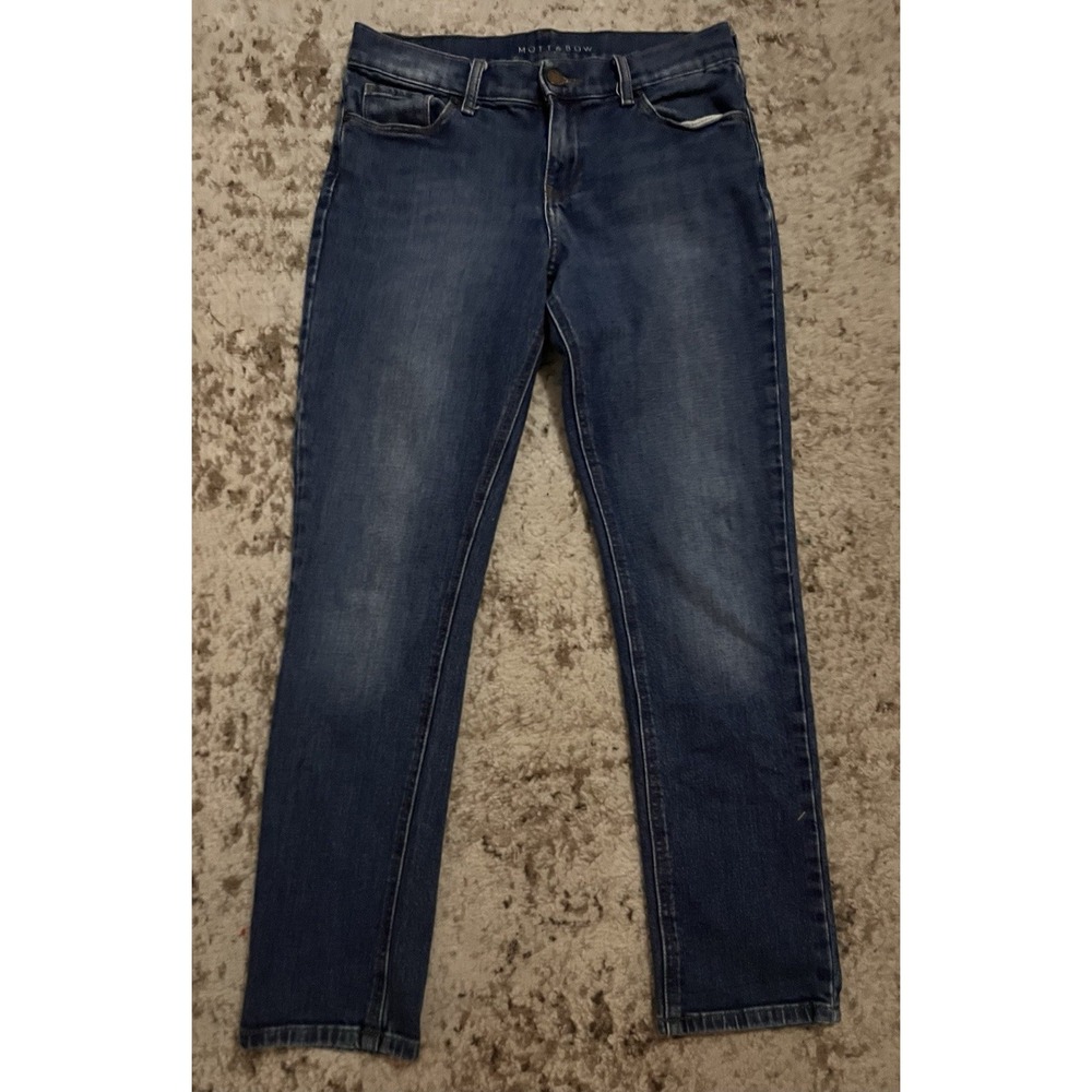 Mott and Bow Jeans Womens 26x28 Blue Denim Boyfriend Mid Rise Straight Y2K Boho